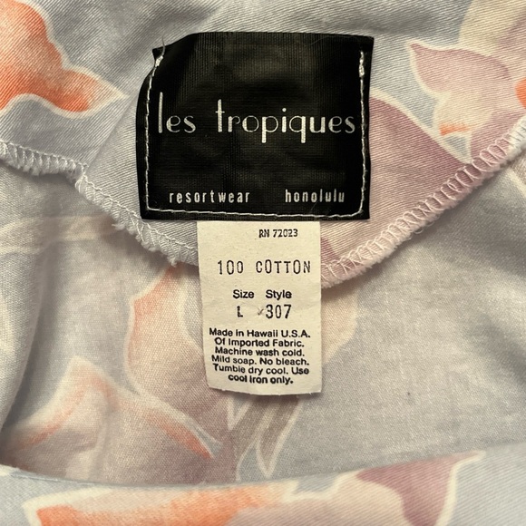 VTG Women 2 pc Set Tank Shorts Sz L Tropical Island Tiki Party Hawaiian Resort - Picture 6 of 7